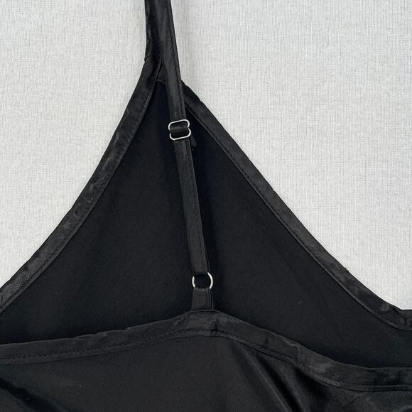 ENZA COSTA Satin Bias Slip Dress Womens XL Black Maxi V-neck Spaghetti Strap - Picture 9 of 16